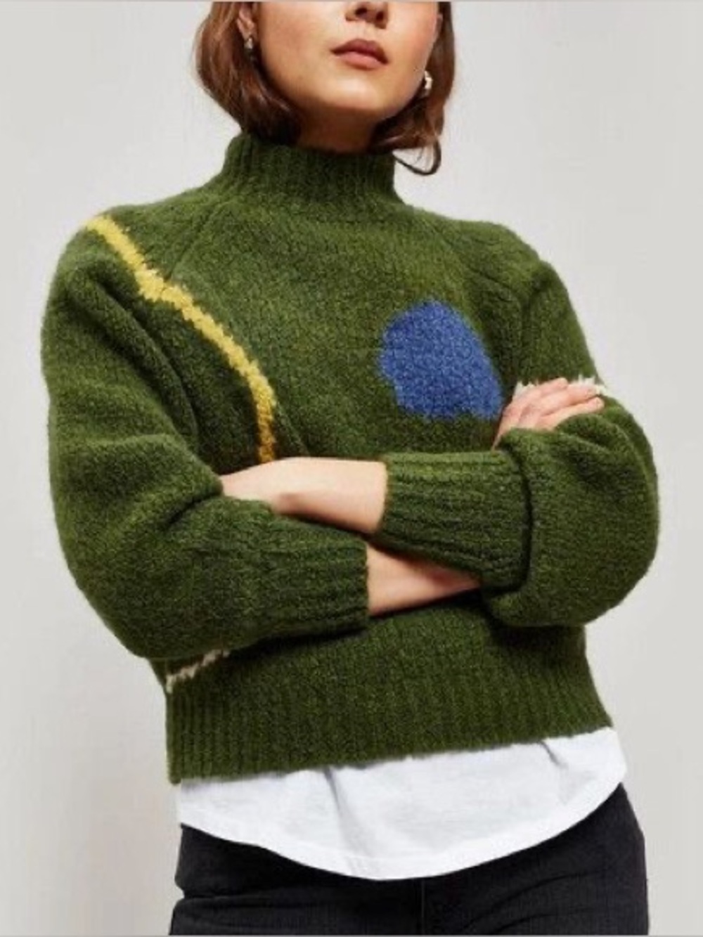 Paloma Wool Aries Sweater Green 70s Knit Size 36 S/M Art to Wear Alpaca Wool
